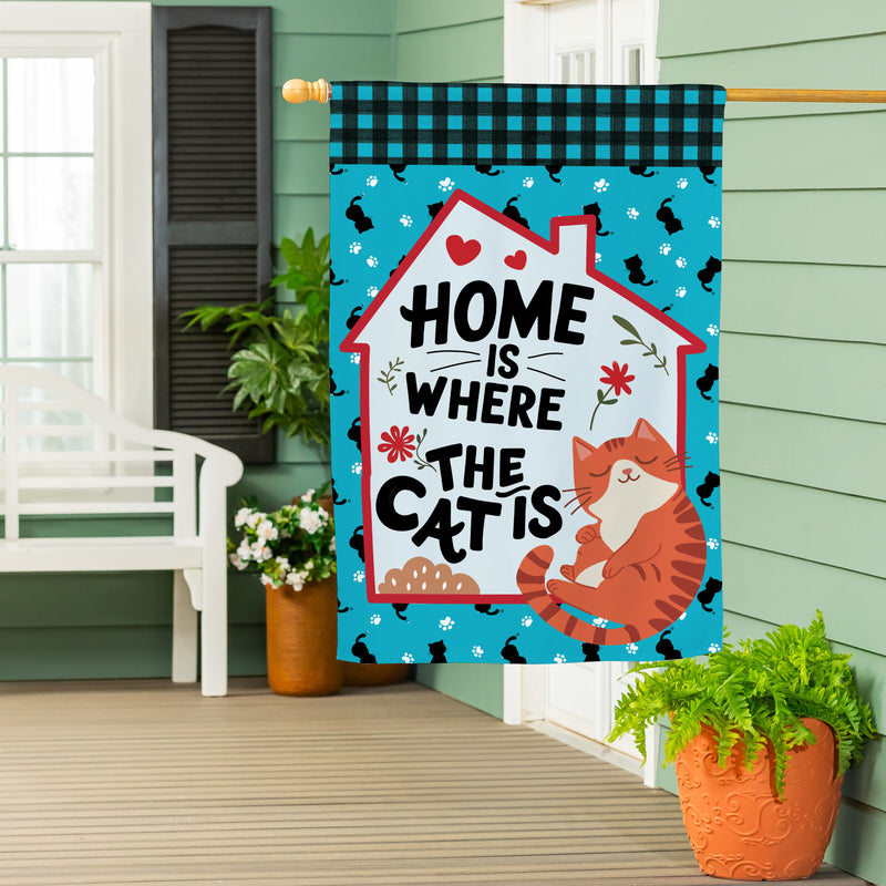 Home Is Where The Cat Is Suede House Flag