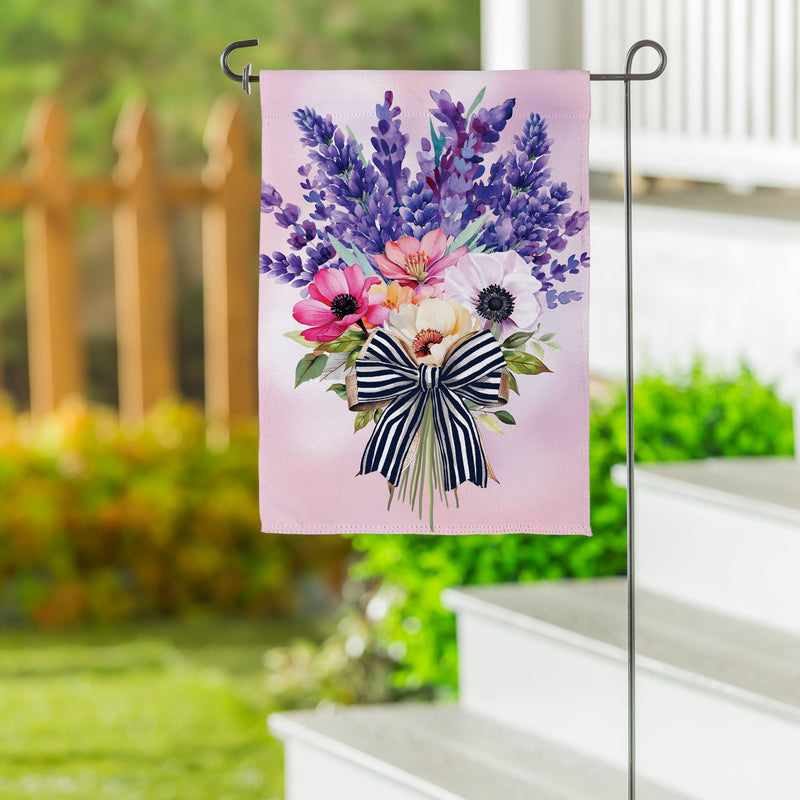 Colorful Floral Bouquet Suede Garden Flag