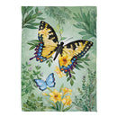 Pollinator Garden Green & Yellow Florals Monarch Butterfly Suede House Flag