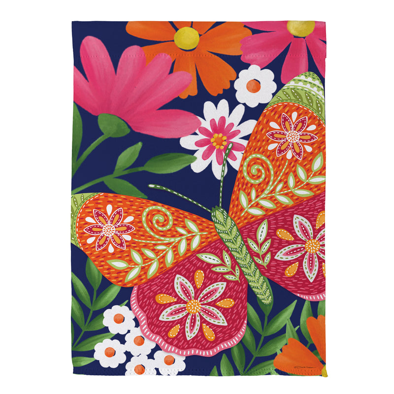 Bloom & Burst Butterfly Suede House Flag Front & Back