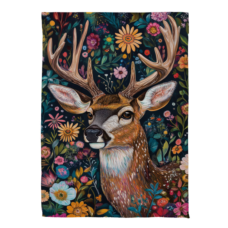 Forever Blooming Deer Suede Garden Flag