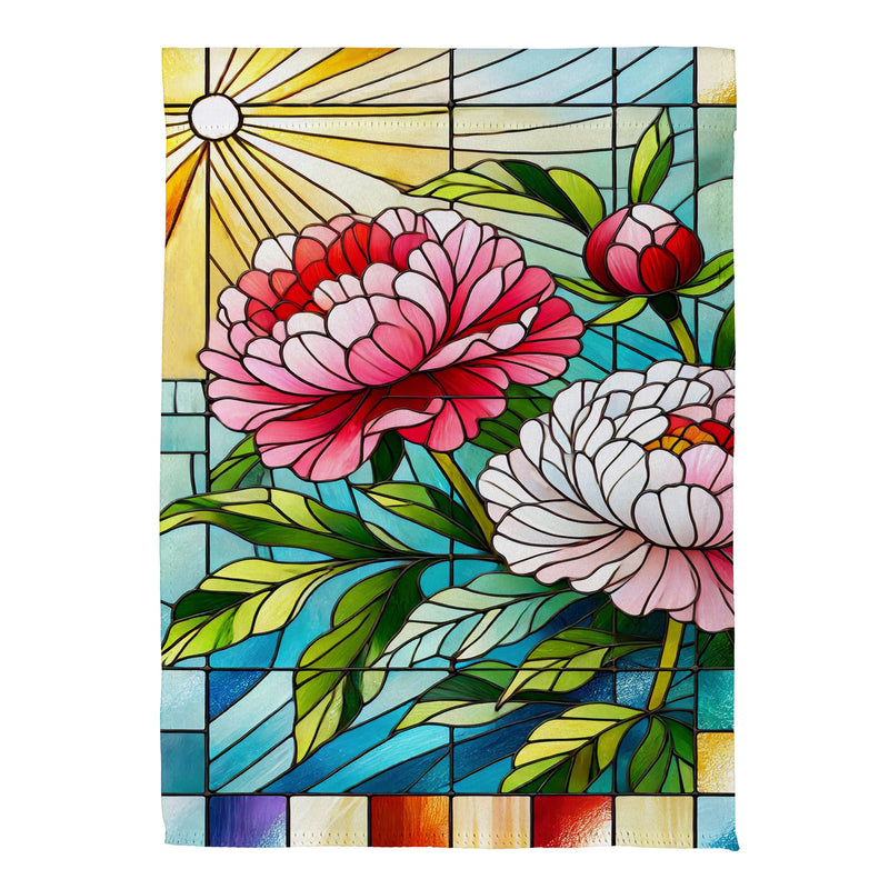 Floral Stained Glass Suede Garden Flag