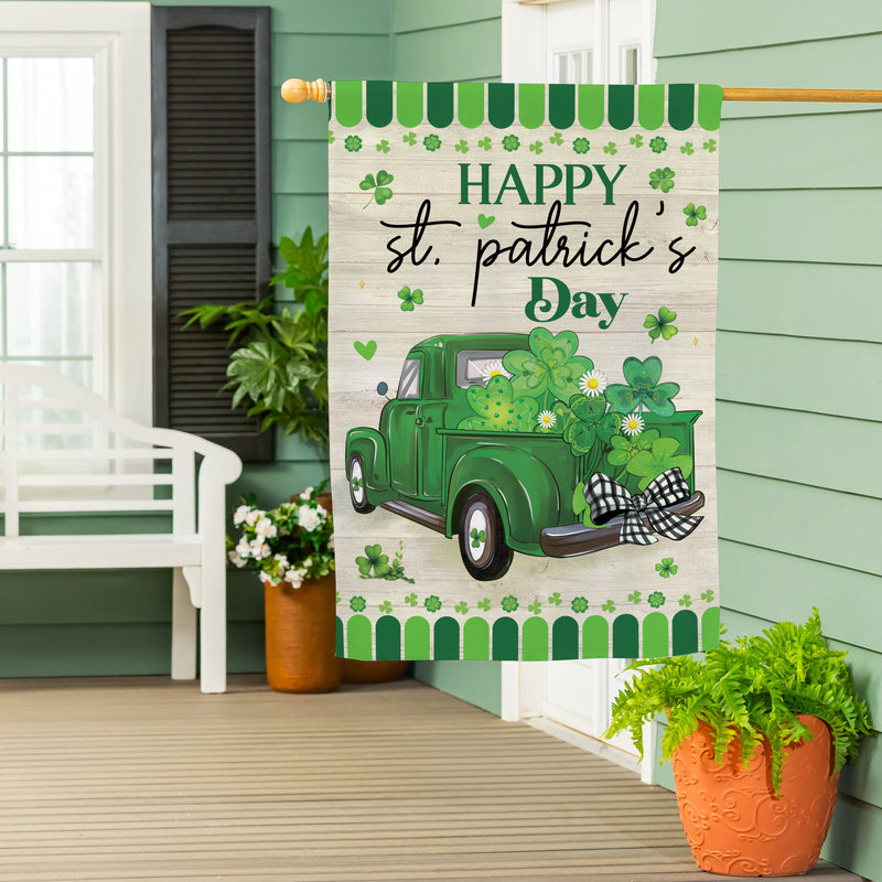 Happy St. Patrick's Day Truck Suede House Flag