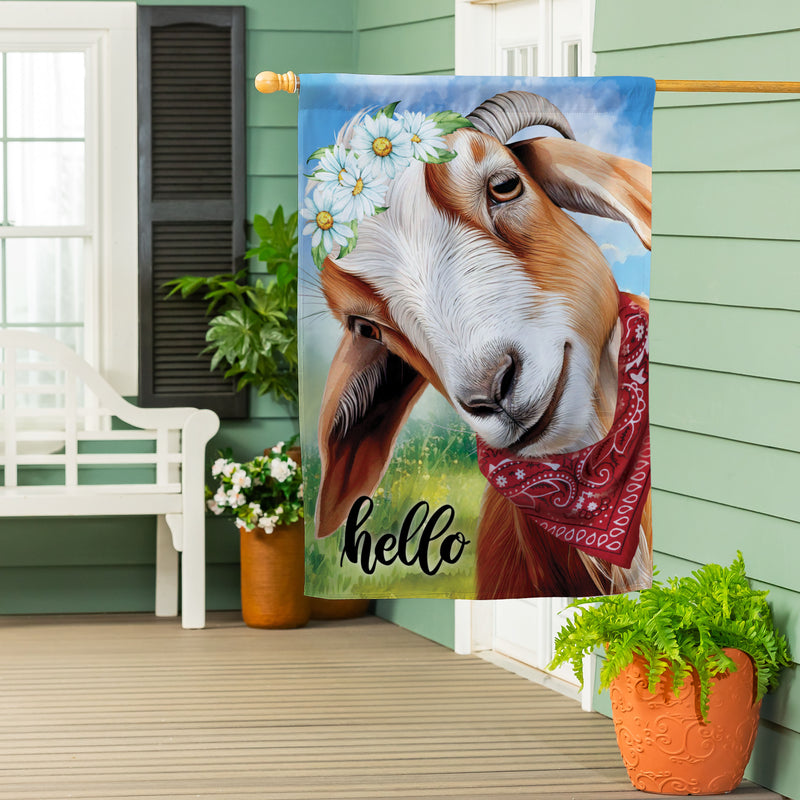 Hello Floral Goat Suede House Flag