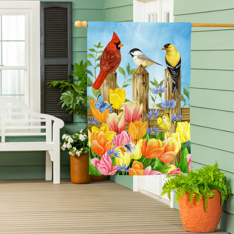 Spring Fence Friends Suede House Flag