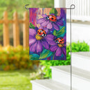 Zinnia & Ladybugs Suede Garden Flag