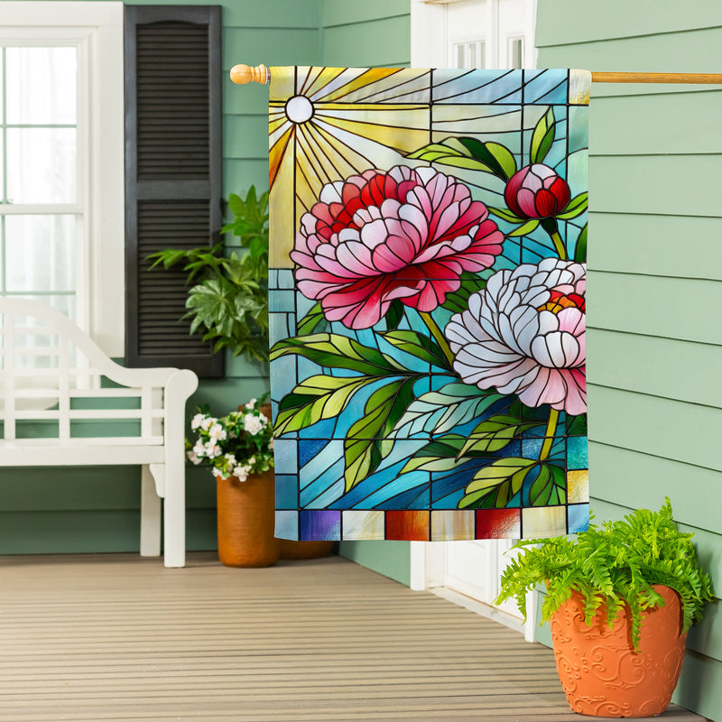Floral Stained Glass Suede House Flag