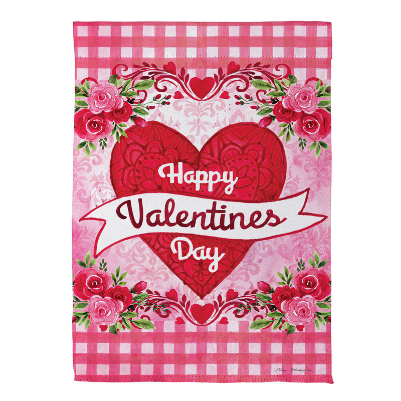 Checks & Swirls Valentines Suede House Flag