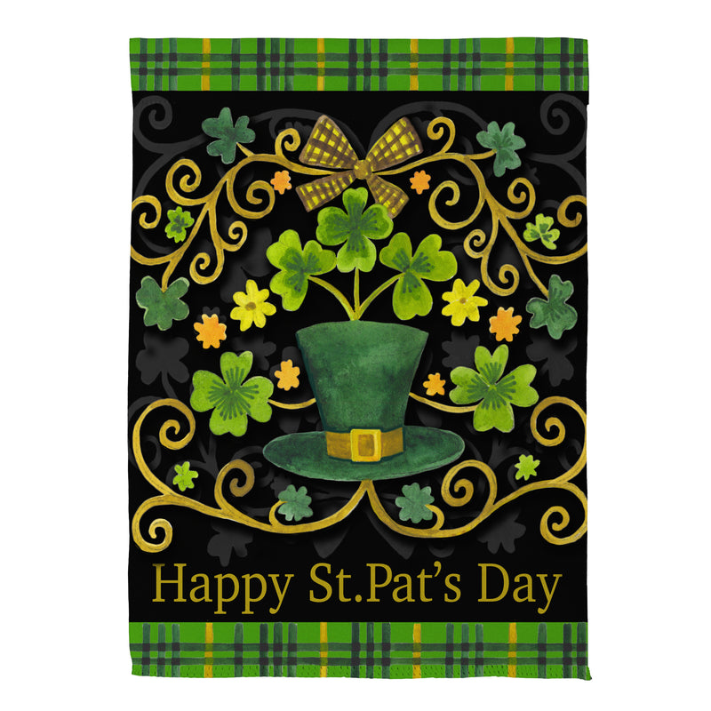 St. Patrick's Day Ornate Suede House Flag