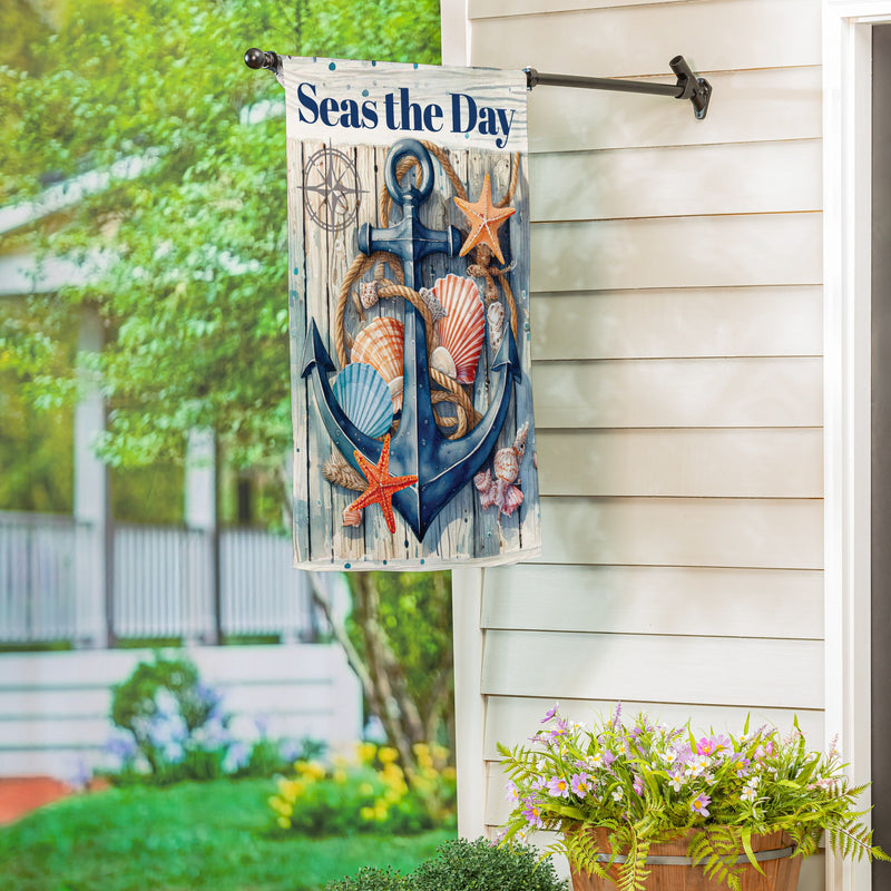 Seas The Day Anchor Suede House Flag