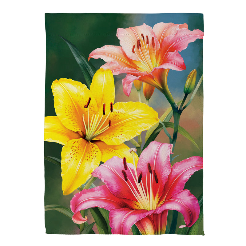 Colorful Daylily Suede House Flag