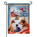 Winter Farmhouse Friends Suede Flag Garden