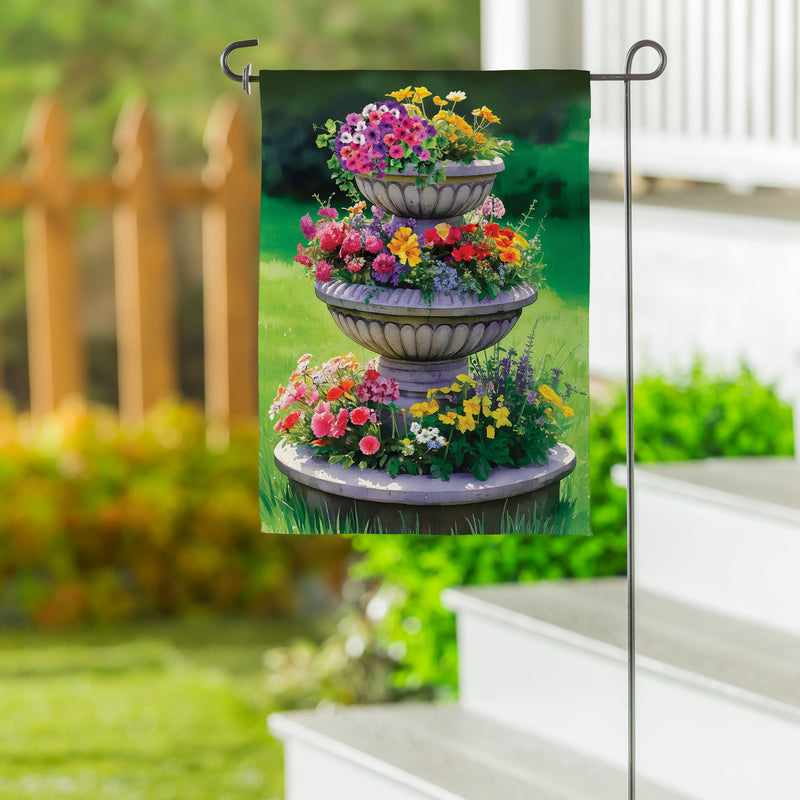 Garden Fountain Suede Garden Flag