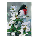Grosbeak On Dogwood Suede House Flag