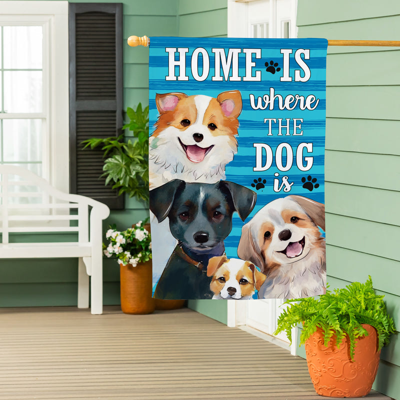 Home Is Where The Dog Is Suede House Flag