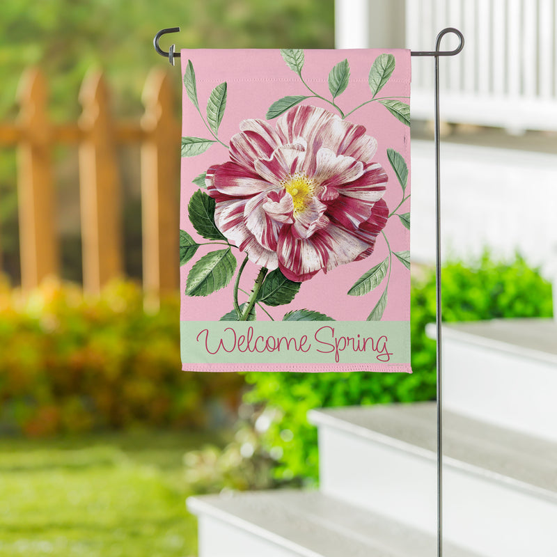 Radiant Pink Flower Suede Garden Flag