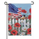 Patriotic Poppies & Bird Suede Garden Flag