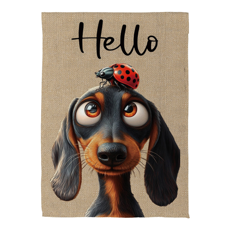 Dog & Ladybug Suede House Flag