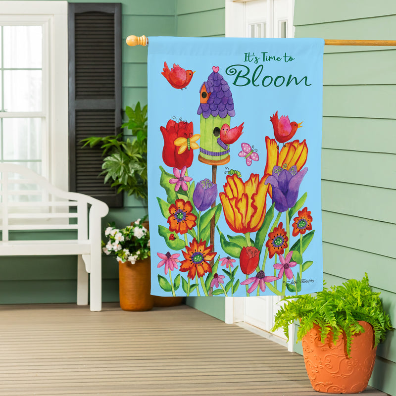 It's Time To Bloom Suede House Flag