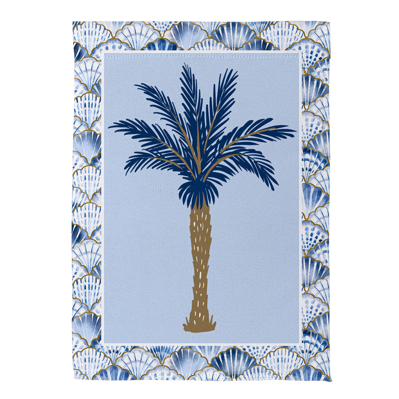 Blue Coastal Palm Trees Double Sided Suede House Flag