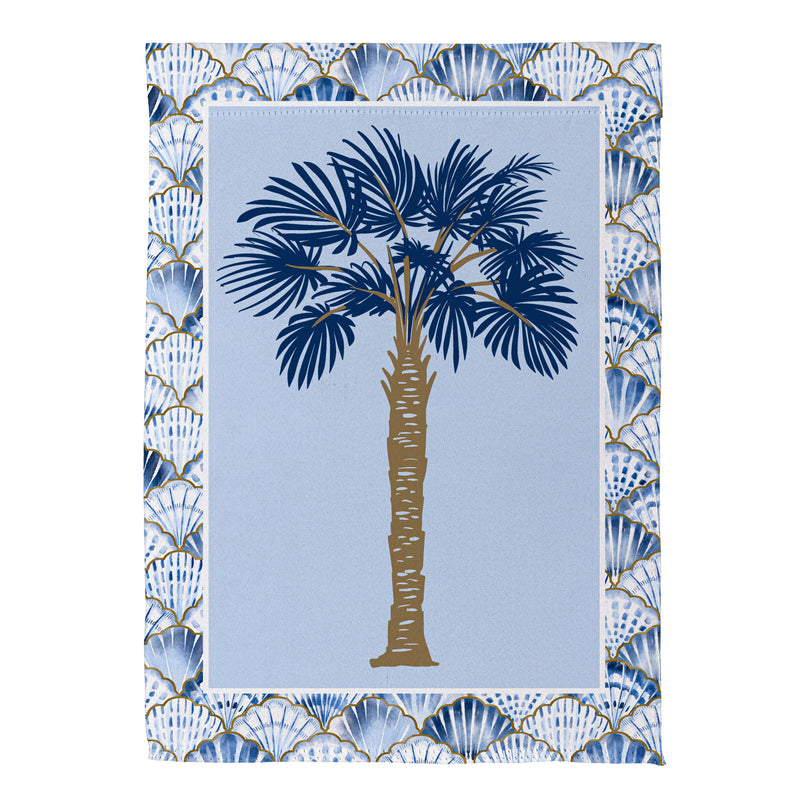 Blue Coastal Palm Trees Double Sided Suede House Flag