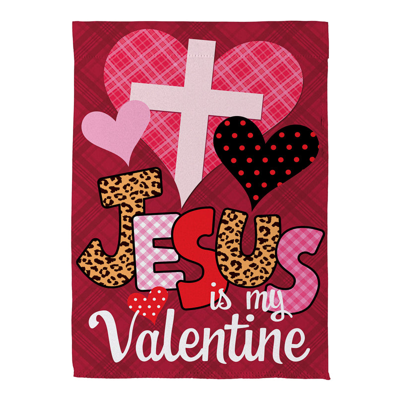 Jesus Is My Valentine Suede House Flag