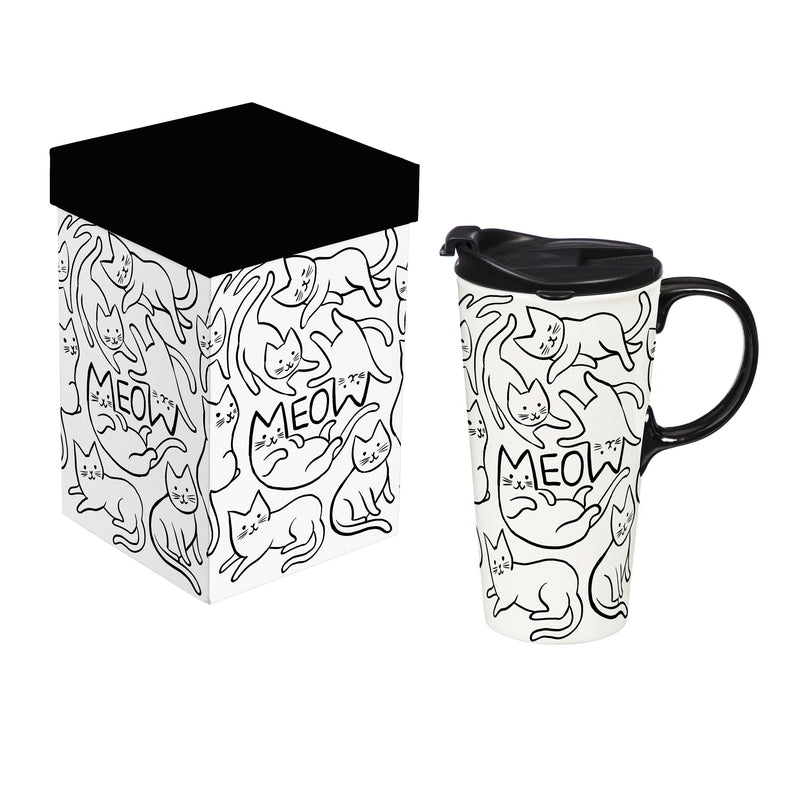 Pet Ceramic Perfect Cup, Meow Cat, 17oz, Gift Box