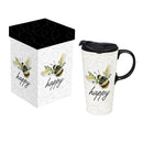Pollinator Garden Ceramic Perfect Cup, Bee Happy, 17oz, Gift Box