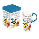 Memorial Travel Cup Ceramic Perfect Cup, Butterflies Appear, 17oz, Gift Box