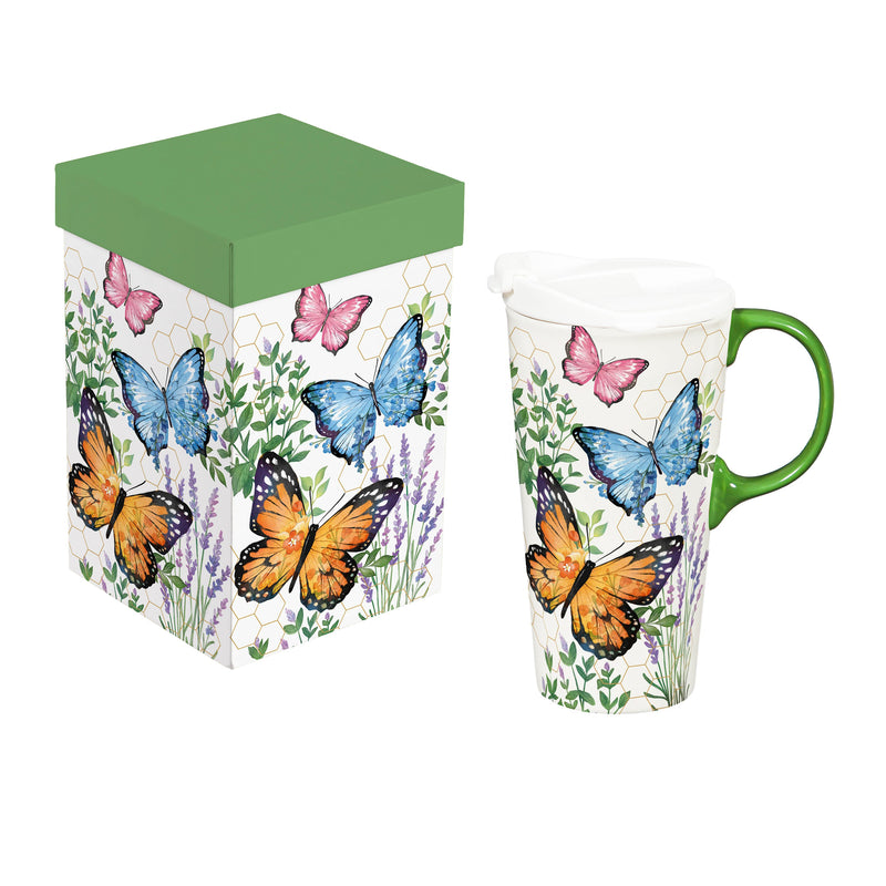 Pollinator Garden Ceramic Perfect Cup, Butterfly, 17oz, Gift Box