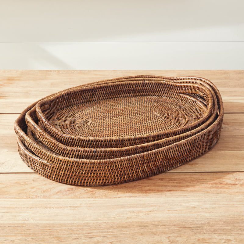 NAPA Home & Garden, BURMA RATTAN OVAL SERVING TRAYS, SET OF 3,TN217