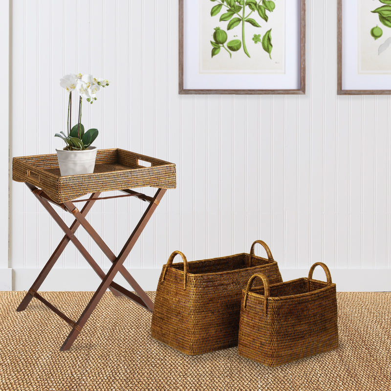 NAPA Home & Garden, BURMA RATTAN NARROW MAGAZINE BASKETS, SET OF 2,TN233