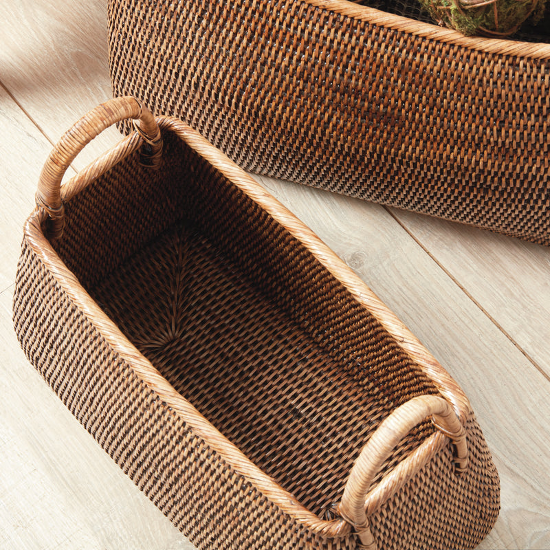 NAPA Home & Garden, BURMA RATTAN NARROW MAGAZINE BASKETS, SET OF 2,TN233