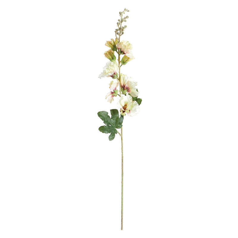 Napa Floral Collection-Hollyhock Stem 36 inches Cream and Pink