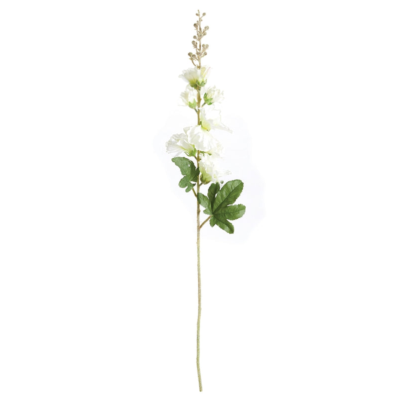 Napa Floral Collection-Hollyhock Stem 36 inches White and Yellow