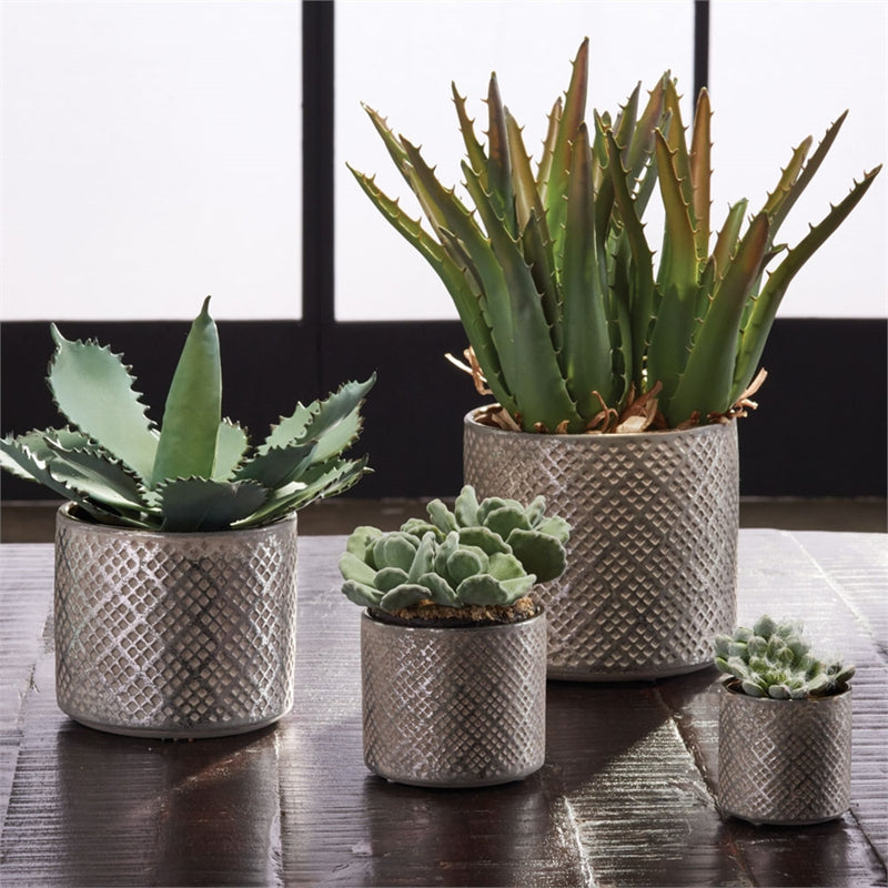 Napa Home Garden, GILDED ALICANTE CACHEPOT SILVR ,SET OF 4,ts131