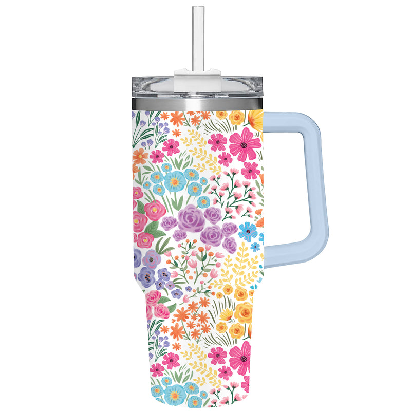 Bunny Blooms Tumbler Canyon Cup Double Wall Stainless Steel, Floral Ditsy, 40oz, Gift Box