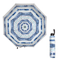 Blue Coastal Umbrella Manual Compact with Sleeve, Shibori, 38" Canopy x 22.5"H