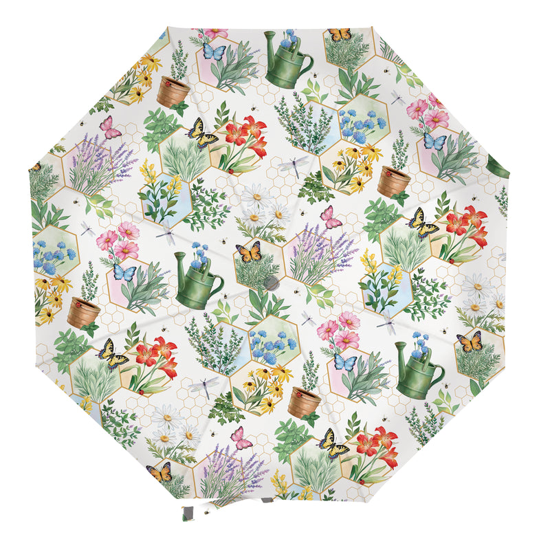 Pollinator Garden Umbrella Manual Compact with Sleeve, Gardening, 38" Canopy x 22.5"H