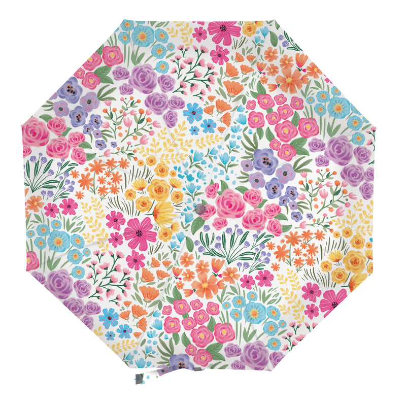 Bunny Blooms Umbrella Manual Compact with Sleeve, Floral Ditsy, 38" Canopy x 22.5"H