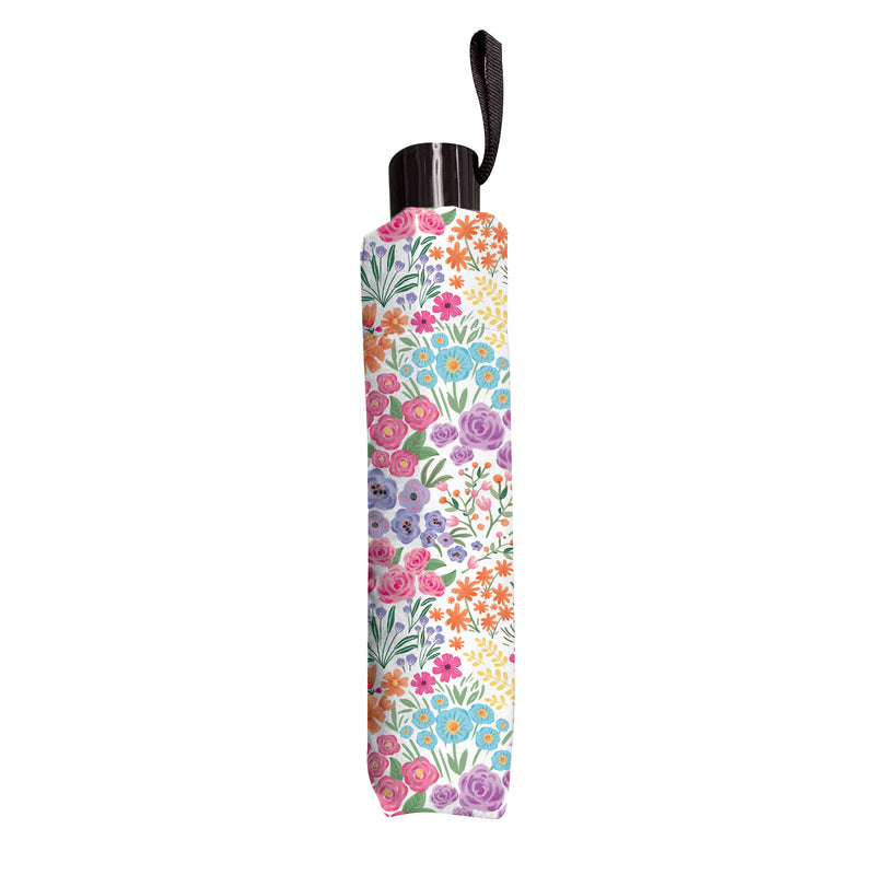 Bunny Blooms Umbrella Manual Compact with Sleeve, Floral Ditsy, 38" Canopy x 22.5"H