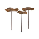 Wood Mushroom Metal Stakes, Set of 3