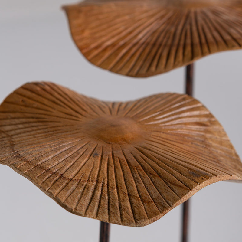 VivaStyle Garden Stake, Hand-Carved Wood Mushroom Garden Stake, Set of 3