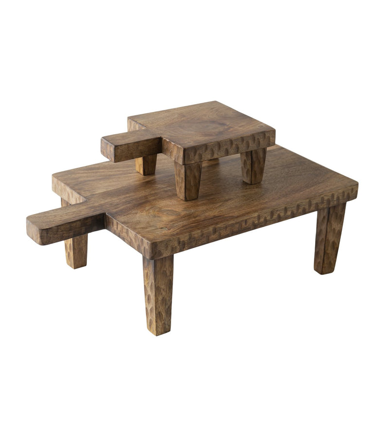 Wood Serving Board on Legs, Set of 2
