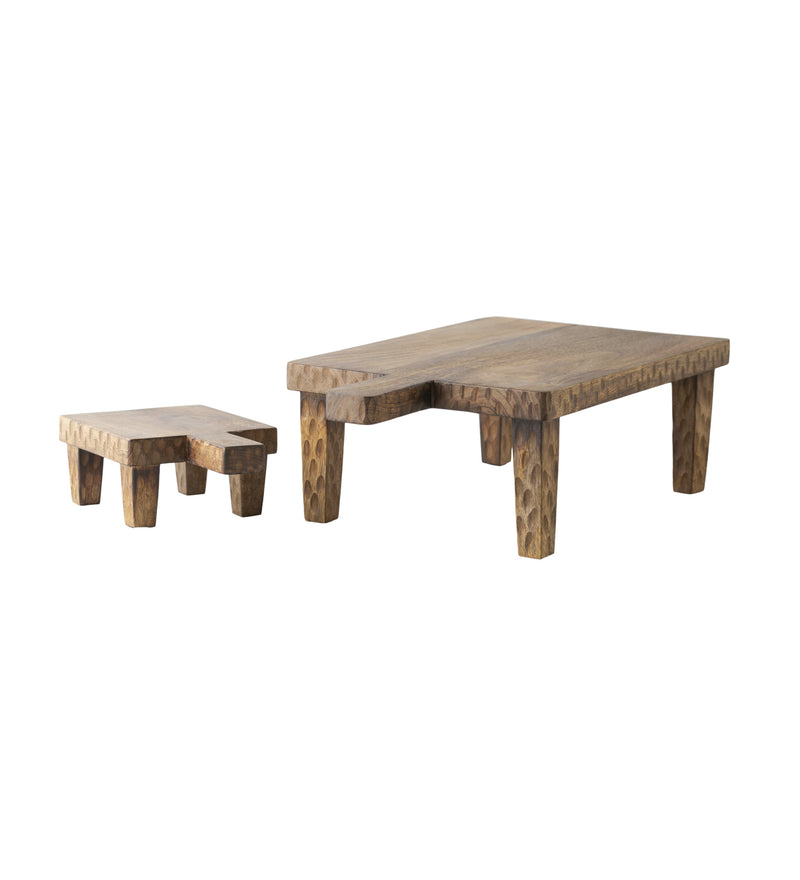Wood Serving Board on Legs, Set of 2