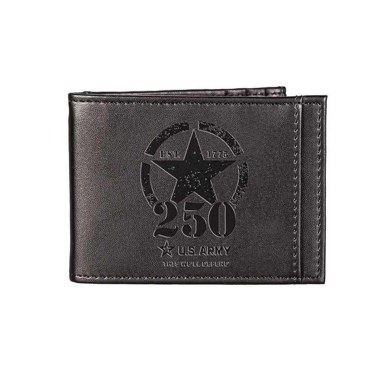 Front Pocket Wallet w/ RFID Blocking, US Army, 250th Anniversary, Black