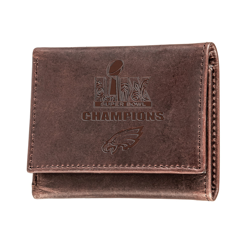 Philadelphia Eagles Super Bowl 59 Champions Wallet, Tri-fold, Brown