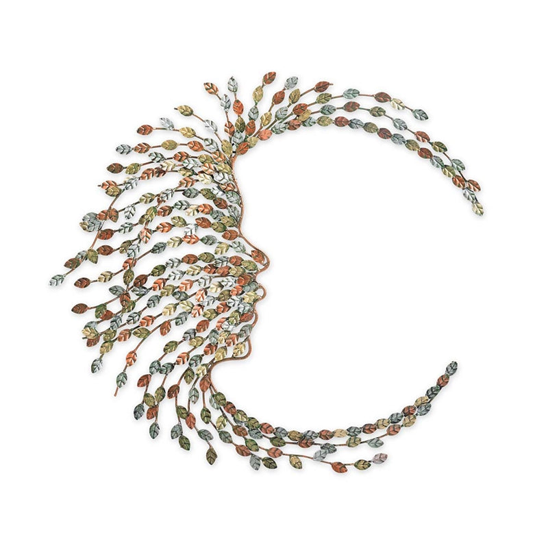 Handcrafted Metal Multi-Colored Willow Branch Moon Face Wall Art