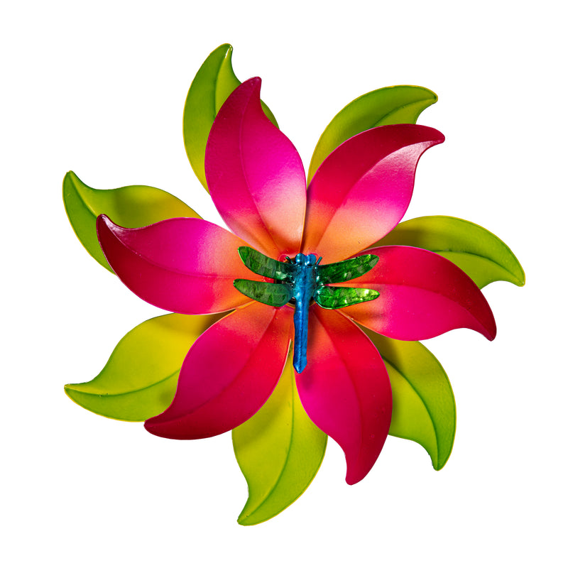 Metal Radiant Petals DragonFly Wall Spinner 13"D