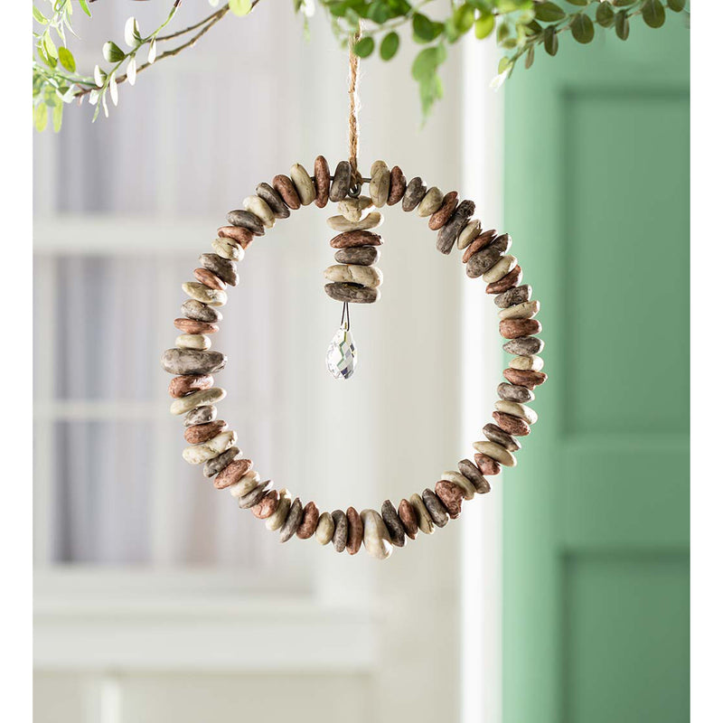 Evergreen Garden Accents,Hanging Rock Wreath with Crystal,9.5x9.5x9.5 Inches